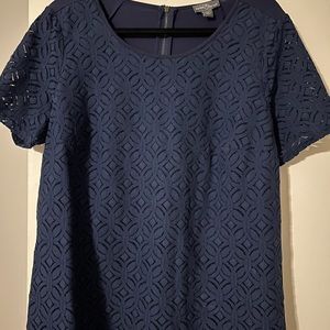 Market & Spruce Navy Lace Top